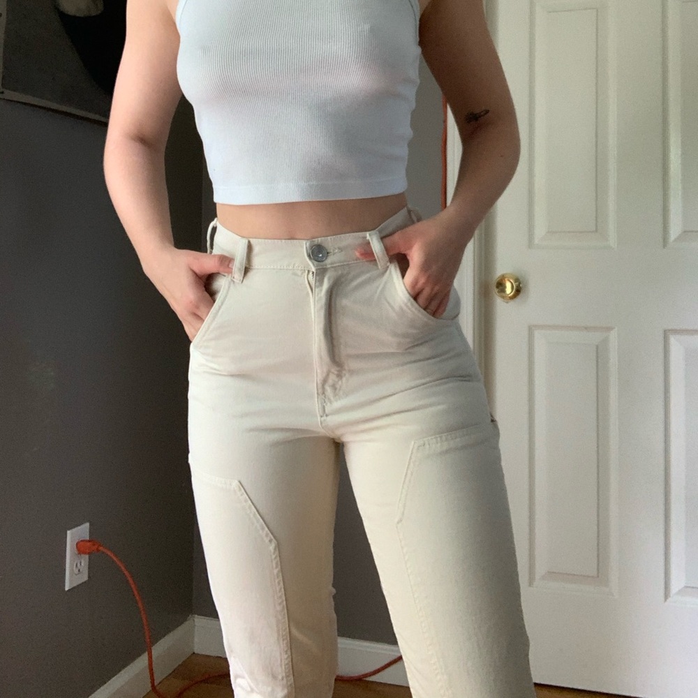 ZARA high waisted carpenter pants